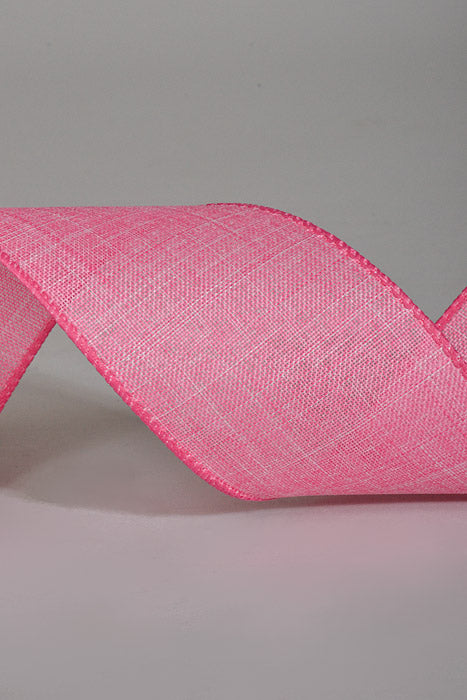 2.5" X 10Yds Wired Poly Linen Ribbon Pink