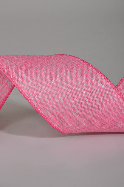 2.5" X 10Yds Wired Poly Linen Ribbon Pink