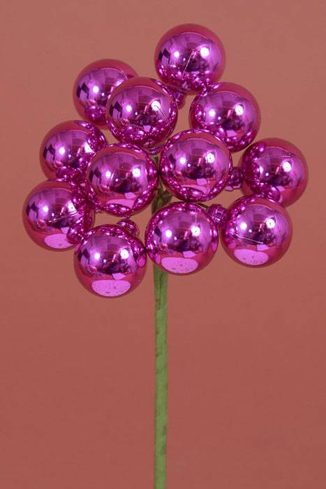 25mm Shiny Ball W/wire Hot Pink Pkg/12
