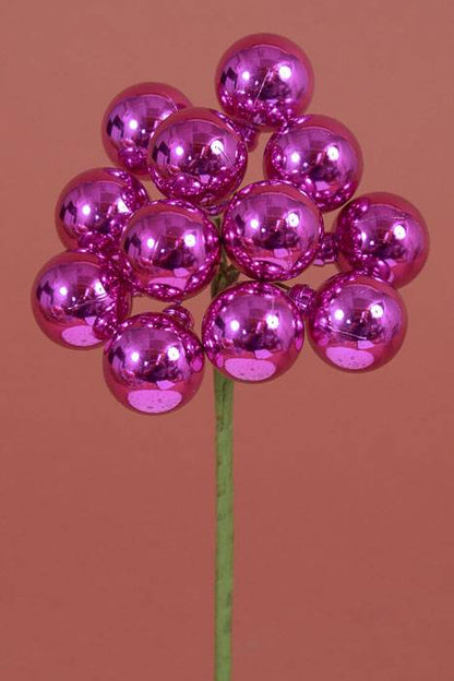 25mm Shiny Ball W/wire Hot Pink Pkg/12