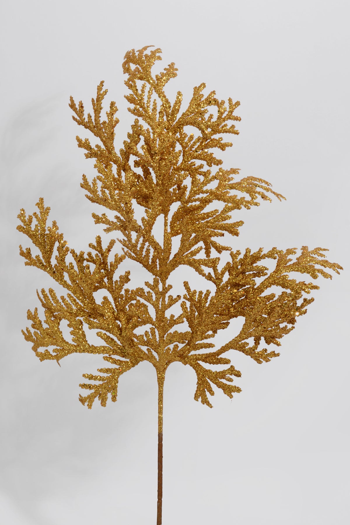 21" Glitter Flat Cedar Spray Gold