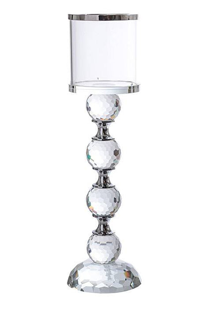 9.75"/12"/14" H Glass Candle Stand Silver/clear