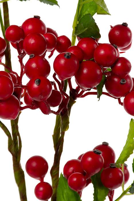 33.5" Berry Spray W/leaves Red