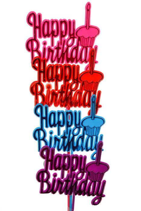 11" Happy Birthday with Candle Pick Pkg-12