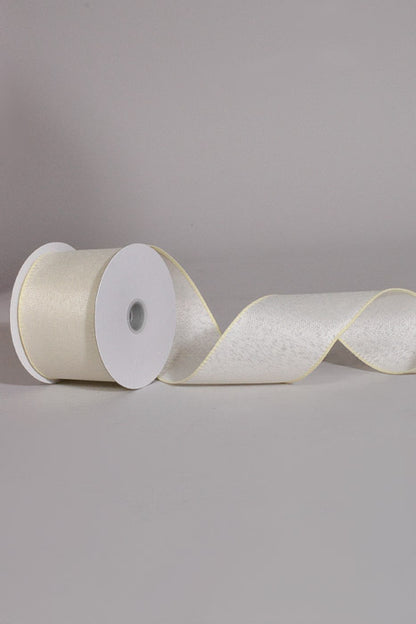 2.5" x 10Yds Wired Poly Linen Ribbon Ivory