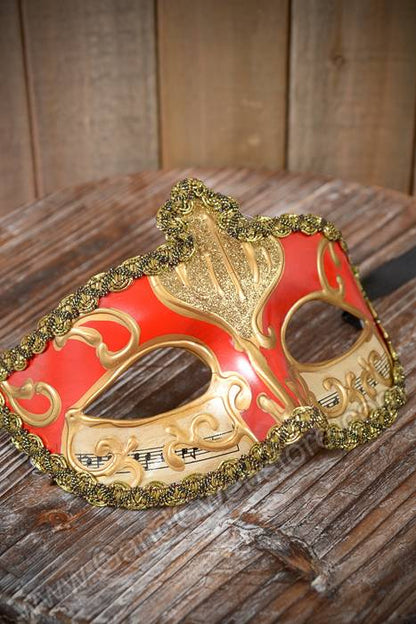 4" X 6.5" Half Mask W/copper Painting Red