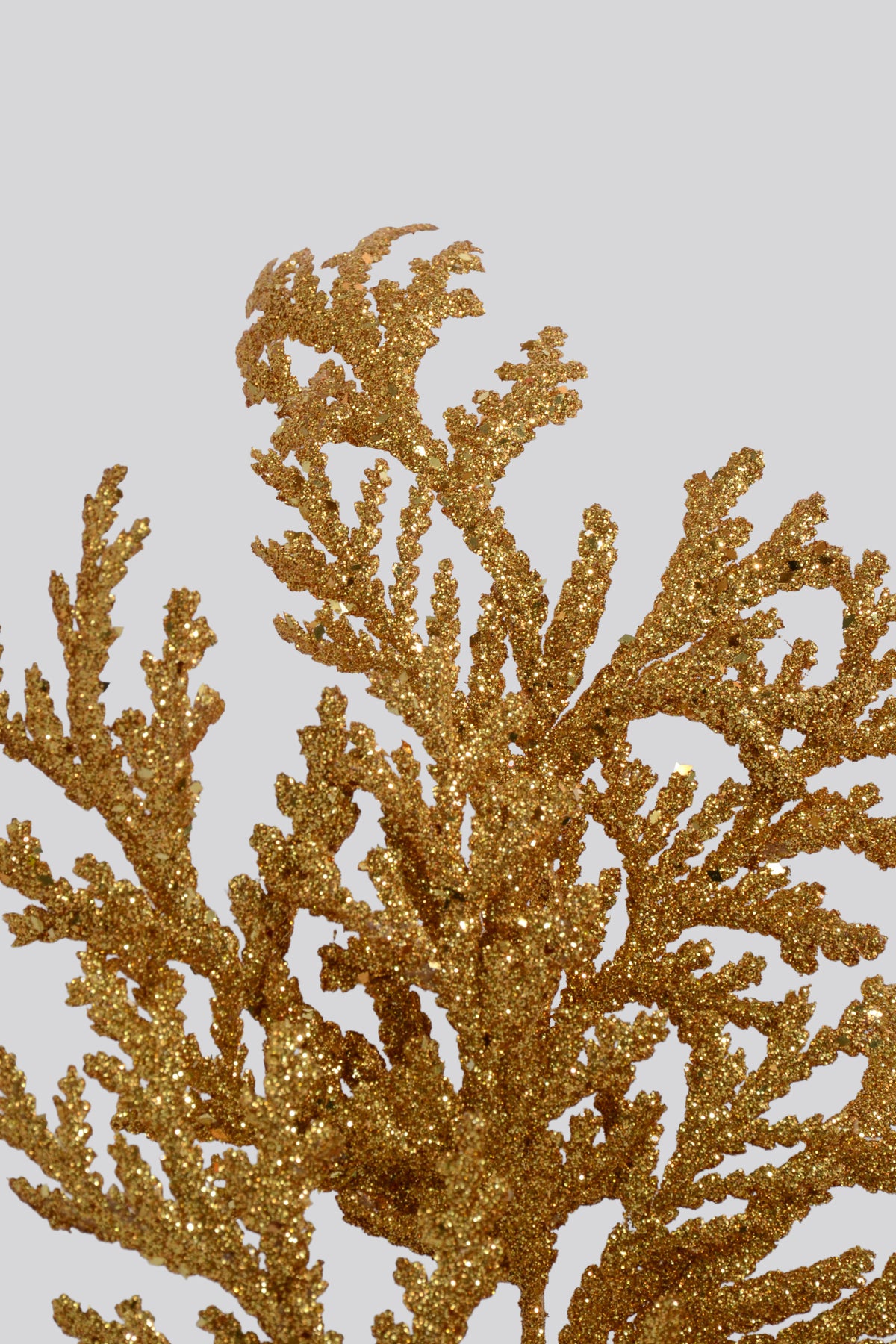 21" Glitter Flat Cedar Spray Gold