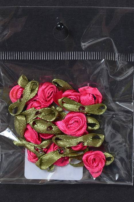3/4" Ribbon Rose Hot Pink Pkg/12