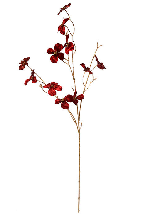 40&quot; Velvet Dogwood Spray Red
