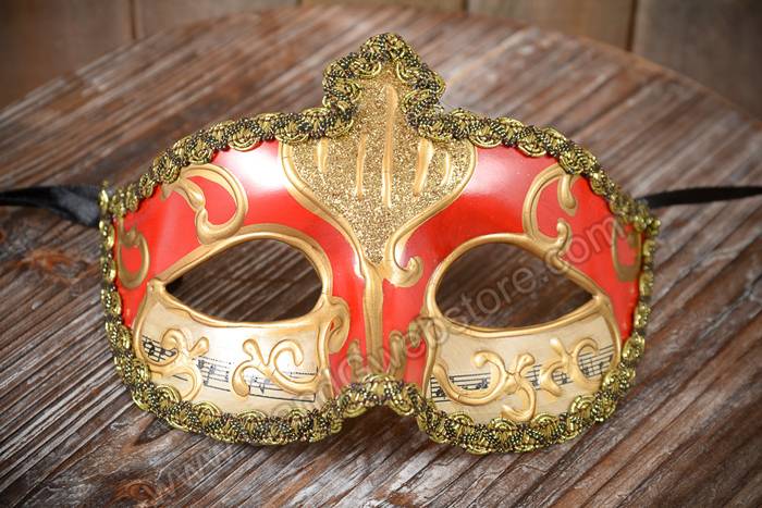 4" X 6.5" Half Mask W/copper Painting Red