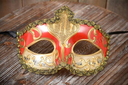 4" X 6.5" Half Mask W/copper Painting Red