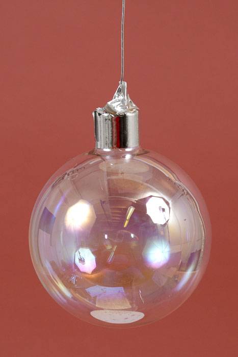 100mm Pearlized Glass Ball Ornament Clear Pkg/6