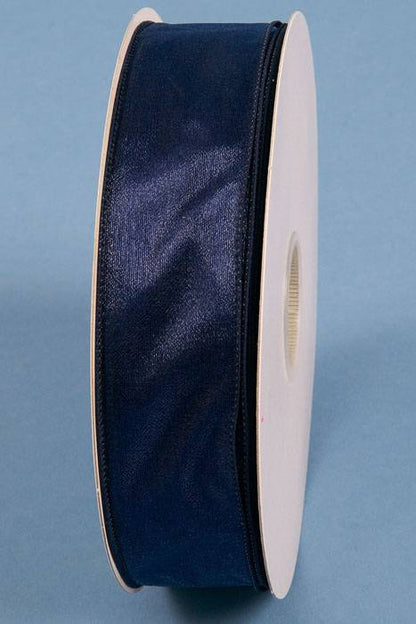 1.5" X 50yds Wired Sheer Spring Wired Ribbon Navy Blue