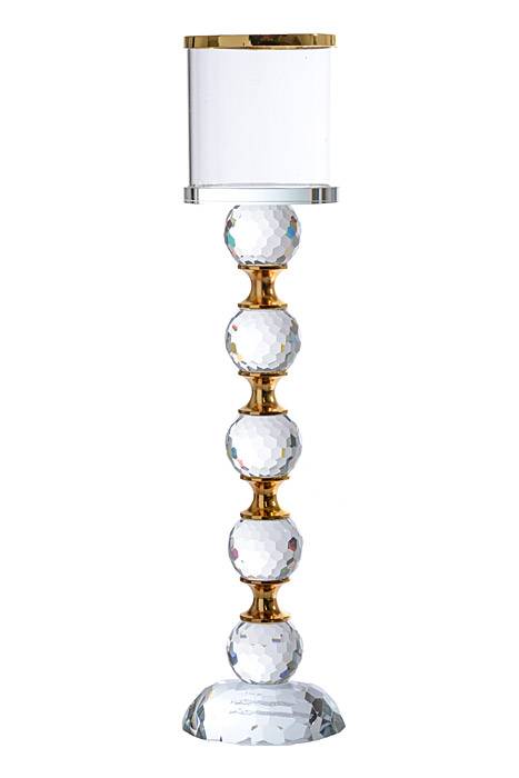 9.75"/12"/14" H Glass Candle Stand Gold/clear