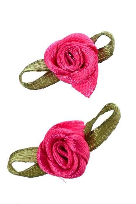 3/4" Ribbon Rose Hot Pink Pkg/12