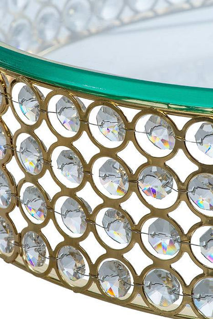 9.75"/ 12"/ 13.75"/ 16" Glass/metal/bead Cake Stand Gold