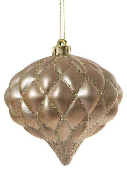 6" Diamond Onion Finial Champagne/gold Pkg/2