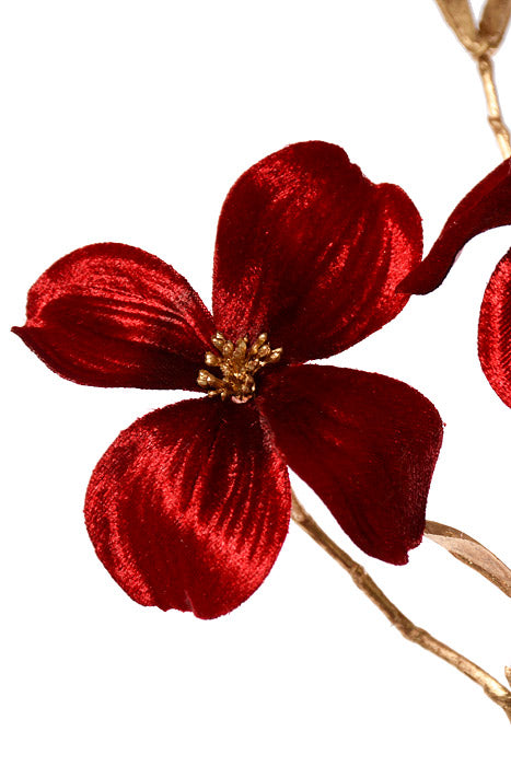 40&quot; Velvet Dogwood Spray Red