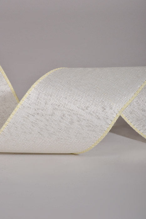 2.5" x 10Yds Wired Poly Linen Ribbon Ivory