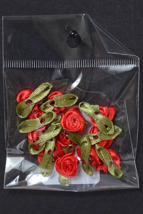 3/4" Ribbon Rose Red Pkg/12
