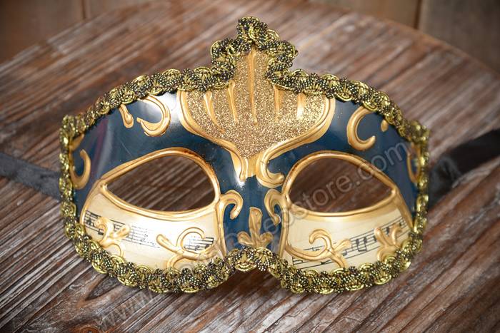 4" X 6.5" Half Mask W/copper Painting Blue