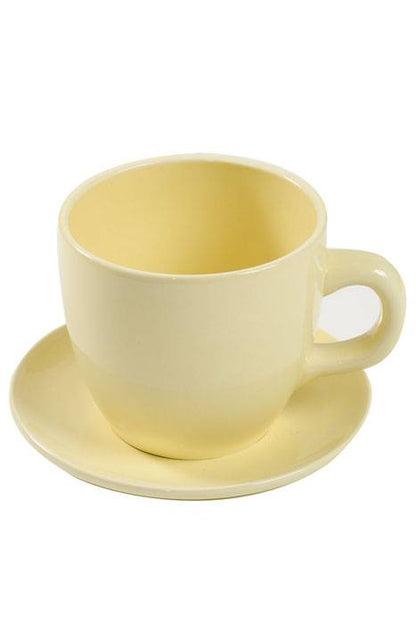 5" X 6.5" Cup/saucer Ceramic Pottery Yellow