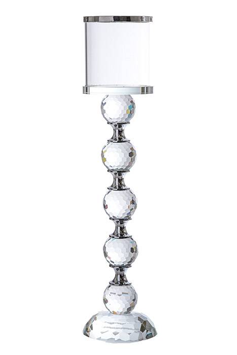 9.75"/12"/14" H Glass Candle Stand Silver/clear