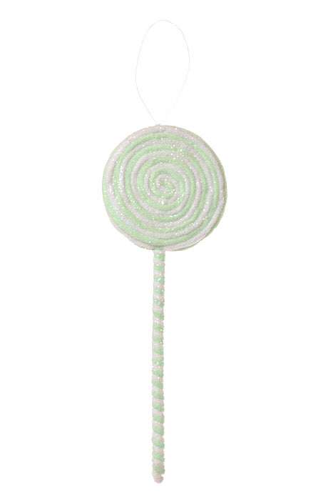 14" Frosted Pastel Lollipop Ornament Green