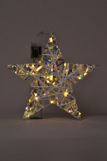 12" 5 Points Iridescent Star W/Light White