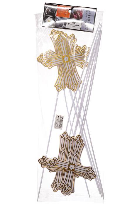 14" Cross Pick Gold/White Pkg/12