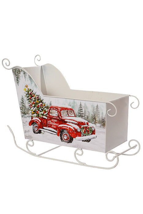 10" Metal Sleigh White