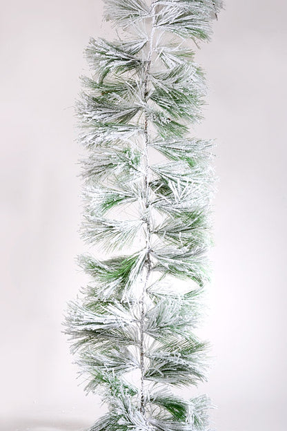 6Ft Snowy Needle Pine Garland Green/White