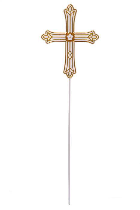 14" Cross Pick Gold/White Pkg/12
