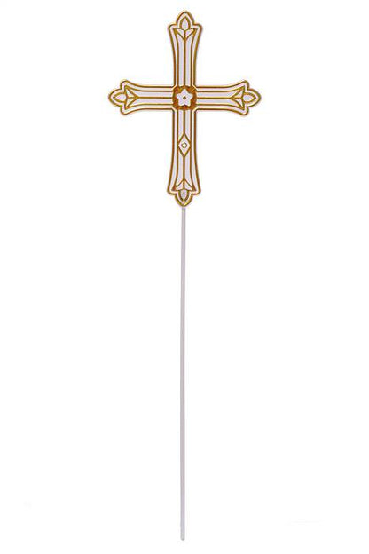 14" Cross Pick Gold/White Pkg/12