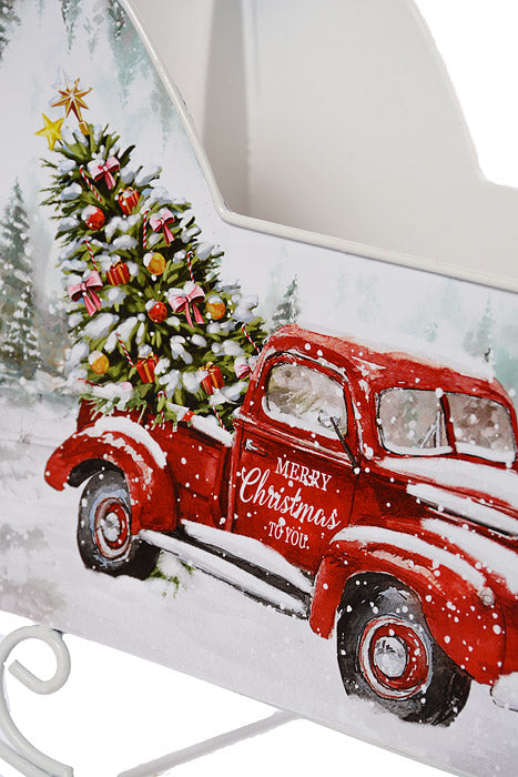 10" Metal Sleigh White