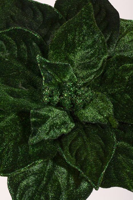 20" Velvet Poinsettia Stem Dark Green