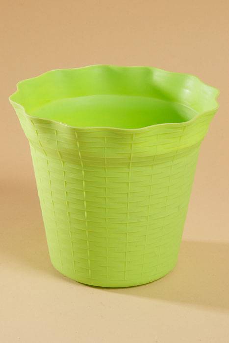 Basket Pattern Plastic Pot Apple Green