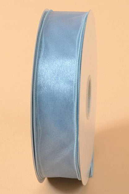 1.5" X 50yds Wired Sheer Spring Ribbon Blue/blue