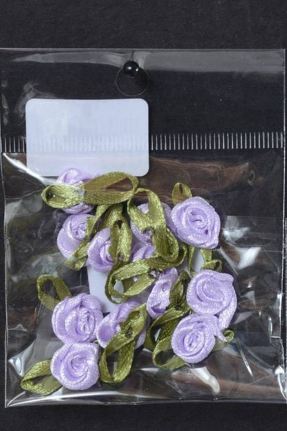 3/4" Ribbon Rose Lavender Pkg/12