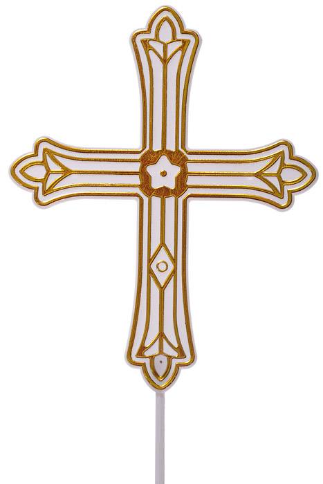 14" Cross Pick Gold/White Pkg/12