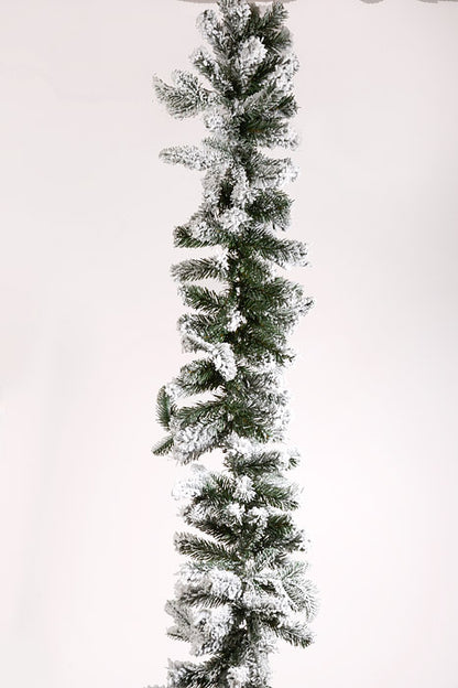 9Ft Snowy Pine Garland Green/White