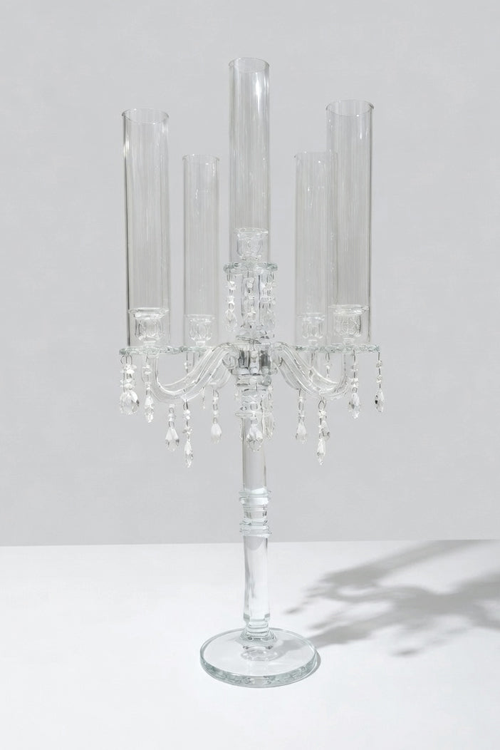36" Crystal 5-Lite Candle Holder Clear