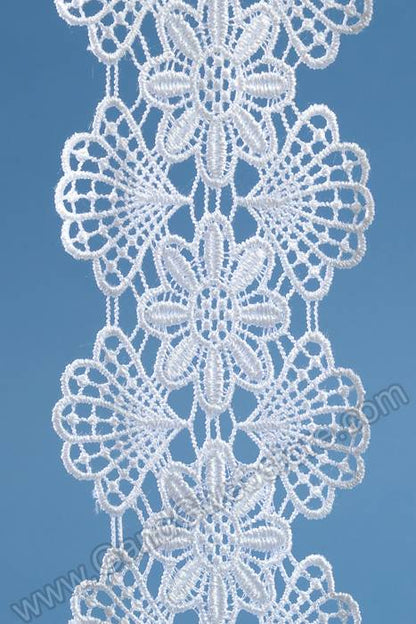 2.5" X 5yds Embroidery Lace Ribbon White