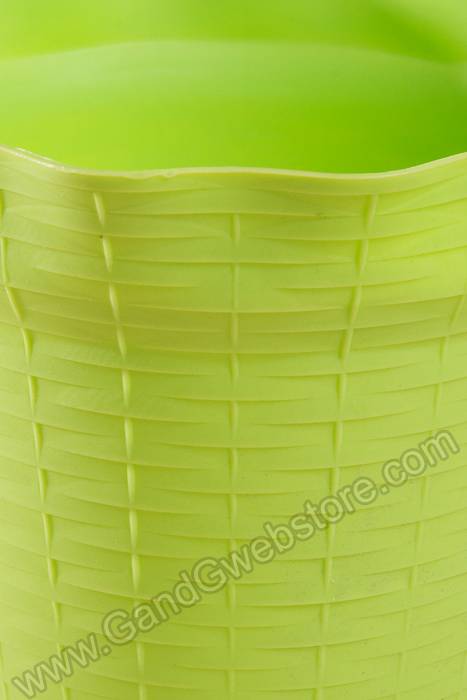 Basket Pattern Plastic Pot Apple Green