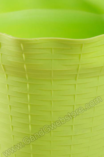 Basket Pattern Plastic Pot Apple Green