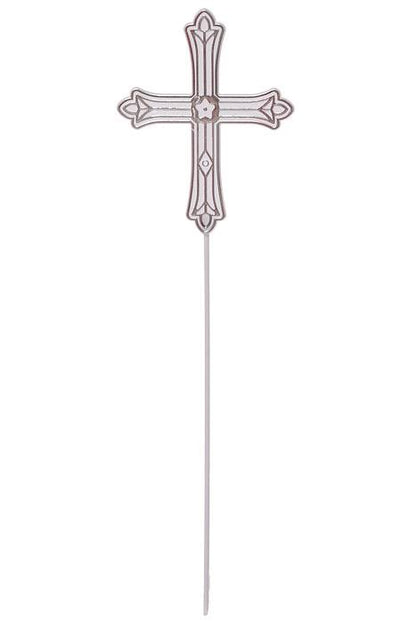 14" Cross Pick Silver/White Pkg/12
