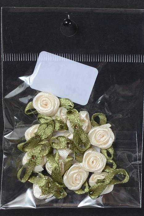 3/4" Ribbon Rose Ivory Pkg/12
