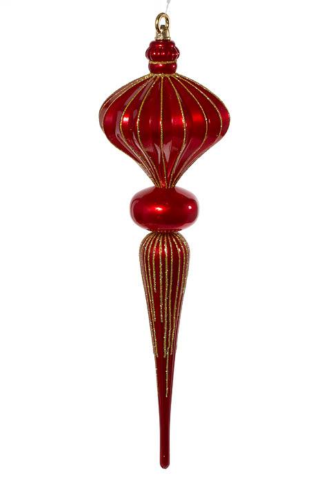20.5" Jumbo Finial W/glitter Red/gold