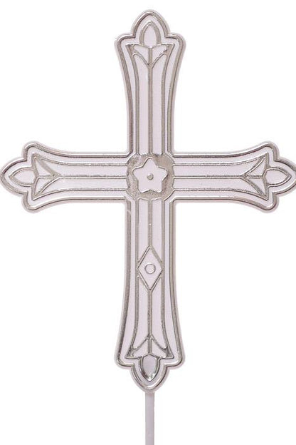 14" Cross Pick Silver/White Pkg/12