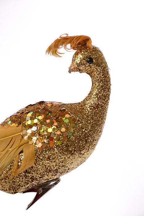 22" Long Tail Feather Glitter Phoenix Gold